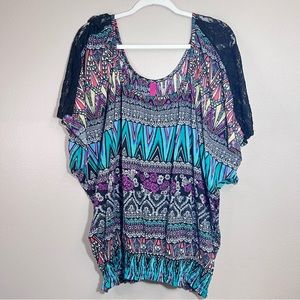 Pure energy, Dolman sleeve lace detailed top size 4X EUC